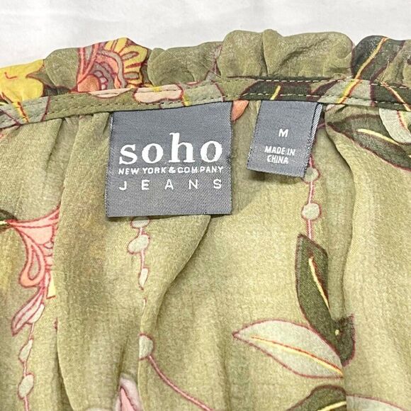 SOHO JEANS NY&CO | Women's Floral Blouse| Floral Sheer Top Size Medium - Picture 5 of 14